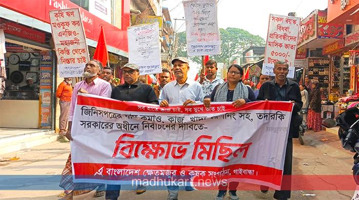 ধানের ন্যায্যমূল্য নির্ধারণের দাবিতে গাইবান্ধায় বিক্ষোভ