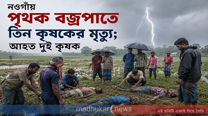 নওগাঁয় পৃথক বজ্রপাতে তিন কৃষকের মৃত্যু; আহত দুই কৃষক