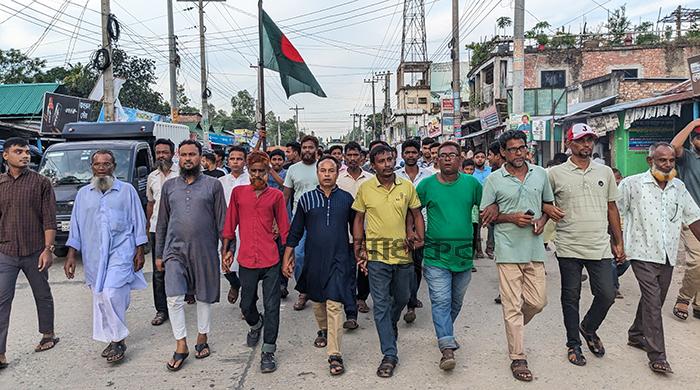 সম্প্রীতি রক্ষায় নৈরাজ্য বন্ধে গাইবান্ধার তুলসীঘাটে বিক্ষোভ