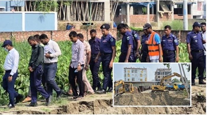 বগুড়ায় রেলের পুকুর উদ্ধারে সিটি করপোরেশনের অভিযান