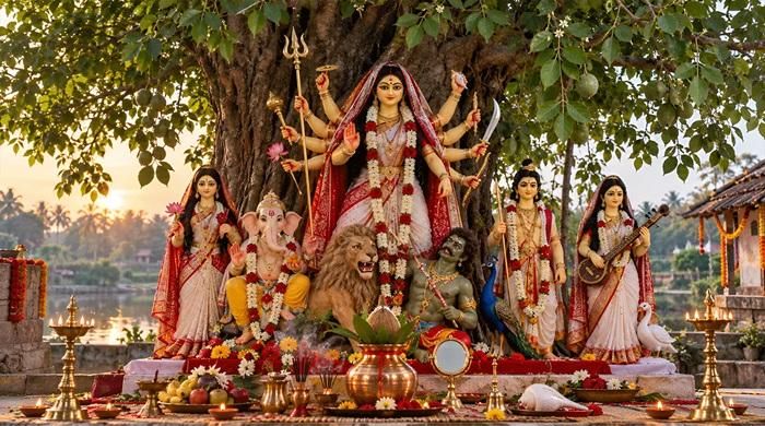 মহাষষ্ঠীর মধ্য দিয়ে শুরু শারদীয় দুর্গাপূজা মহাষষ্ঠীর মধ্য দিয়ে শুরু শারদীয় দুর্গাপূজা