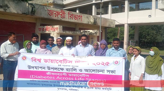 বিশ্ব ডায়াবেটিস দিবস উপলক্ষে সুন্দরগঞ্জে র‌্যালি ও আলোচনা সভা