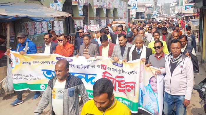 শেখ হাসিনা আবারও প্রধানমন্ত্রী হওয়ায় গাইবান্ধায় আনন্দ মিছিল