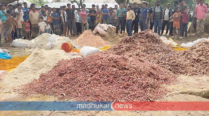 সাদুল্লাপুরে প্রায় ৪০ মন ভেজাল হলুদ ও মরিচের গুঁড়া ধ্বংস, দেড় লাখ টাকা জরিমানা